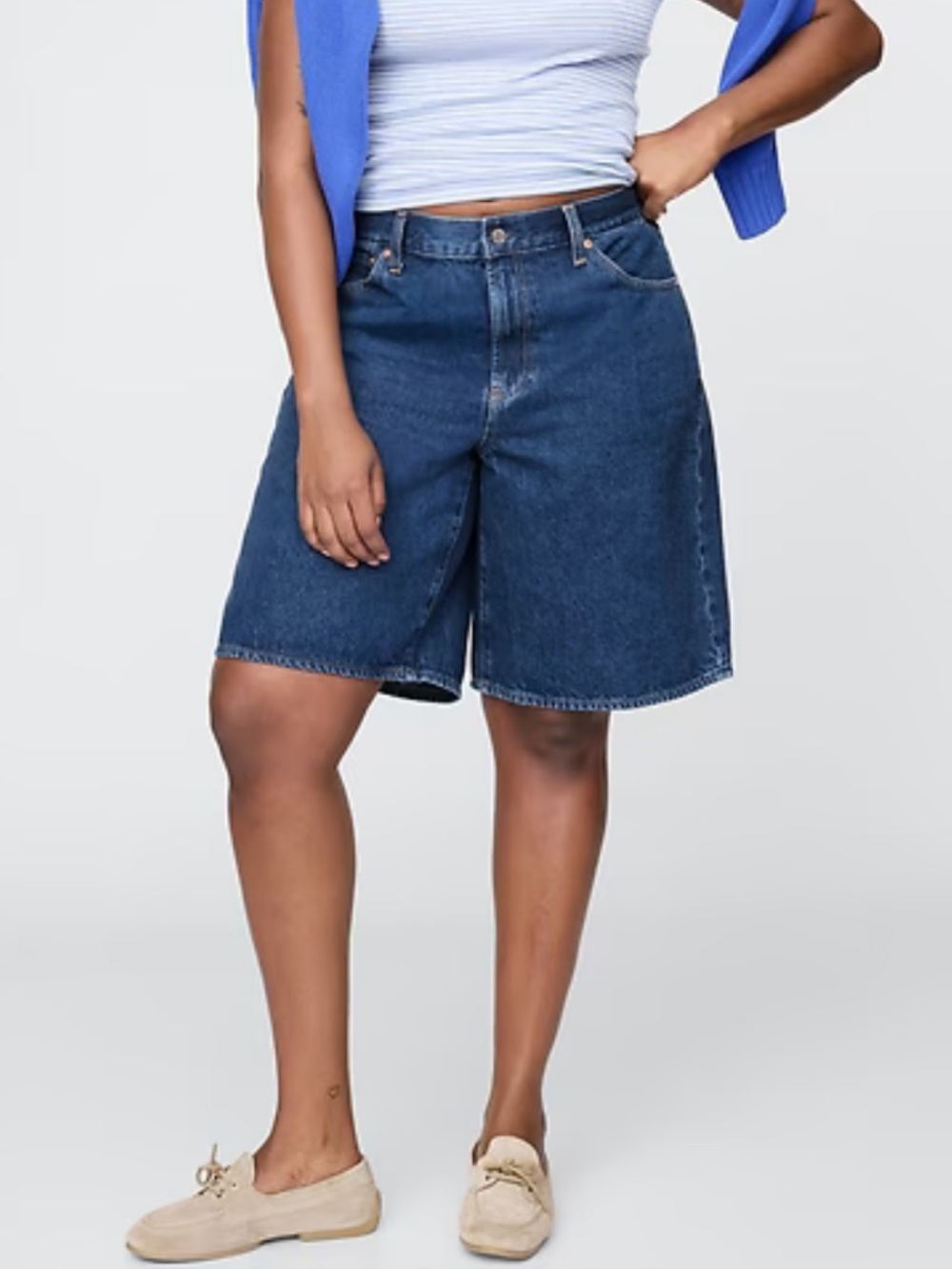 GAP Mid Rise Longline Denim Shorts